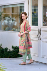 Women's Silk Blend Pista Embroidered Kurta Pant With Dupatta-AVT-S2054-Pista