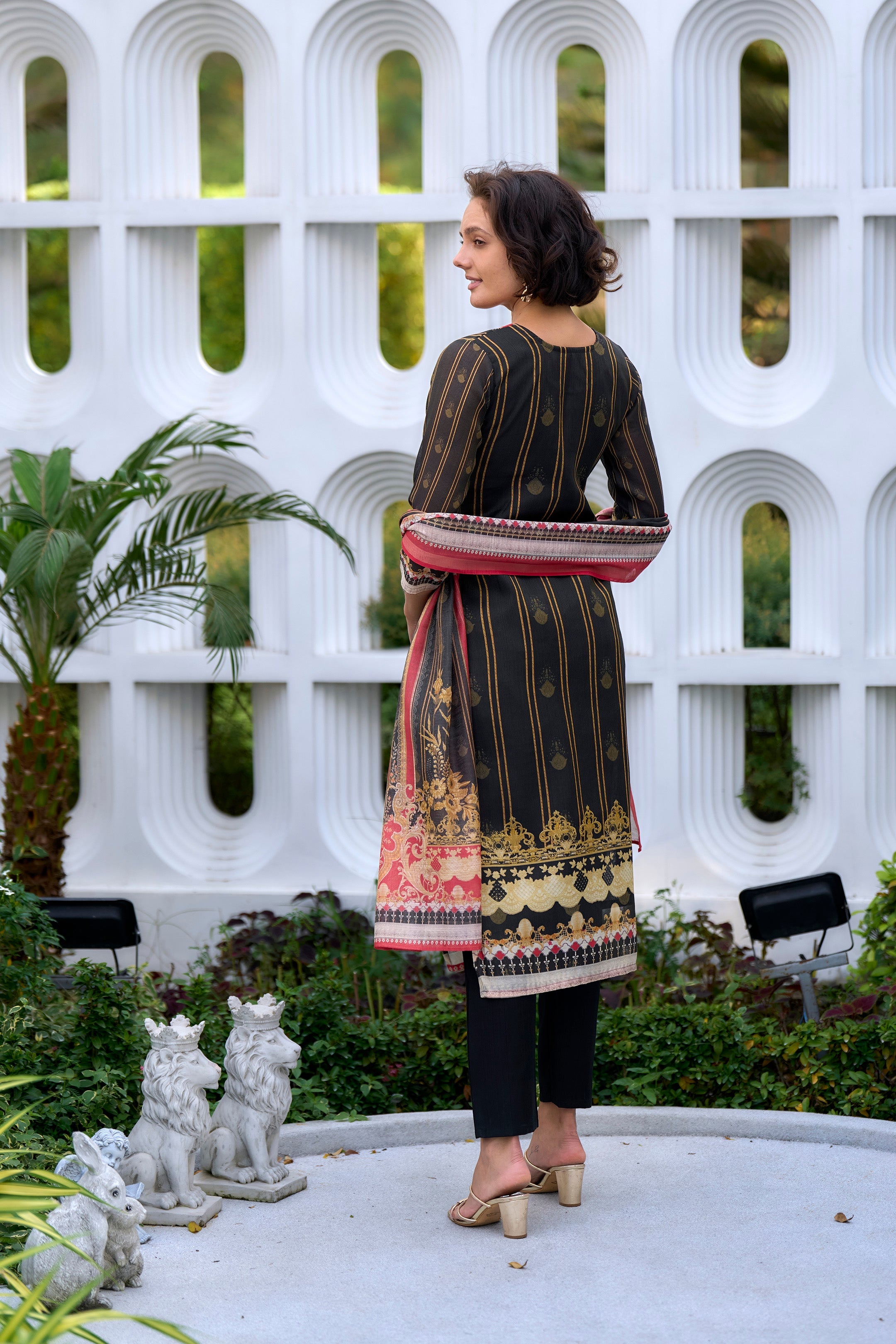 Women's Silk Blend Multi Embroidered Kurta Pant With Dupatta