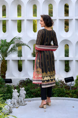 Women's Silk Blend Multi Embroidered Kurta Pant With Dupatta-AVT-S2055-Multi