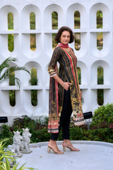 Women's Silk Blend Multi Embroidered Kurta Pant With Dupatta-AVT-S2055-Multi