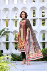Women's Silk Blend Multi Embroidered Kurta Pant With Dupatta-AVT-S2055-Multi