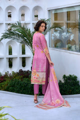 Women's Silk Blend Pink Embroidered Kurta Pant With Dupatta-AVT-S2059-Pink