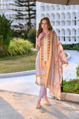 Women's Silk Blend Multi Embroidered Kurta Pant With Dupatta-AVT-S2060-Multi