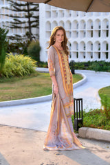 Women's Silk Blend Multi Embroidered Kurta Pant With Dupatta-AVT-S2060-Multi