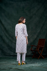 Women's Cotton Linen Off White Floral Printed and Embroidery Kurti-AVT-S2070-OffWhite