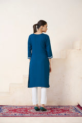 Women's Viscose Rayon Rama Floral Embroidery Kurti-AVT-S2085-Rama