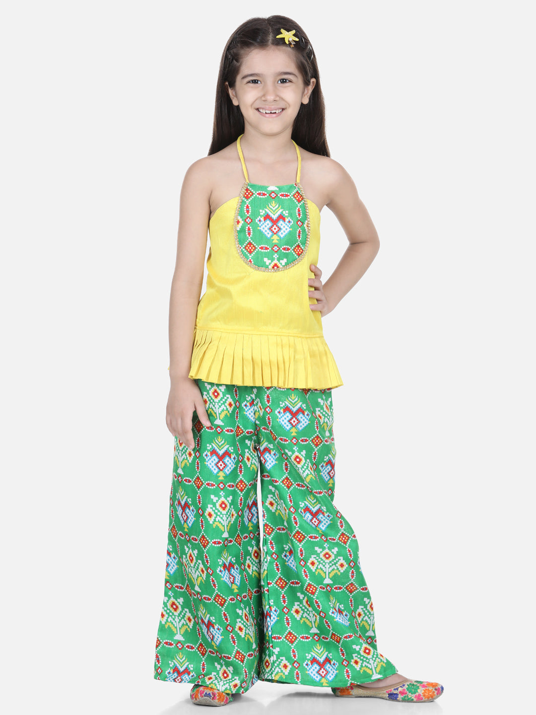 Silk Blend Ethnic Suit Set for Kids - Green | AW21IW35GR | DesiQlo