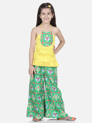 Silk Blend Ethnic Suit Set for Kids - Green | AW21IW35GR