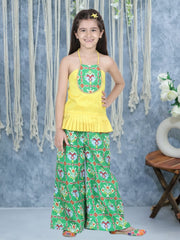 Silk Blend Ethnic Suit Set for Kids - Green | AW21IW35GR