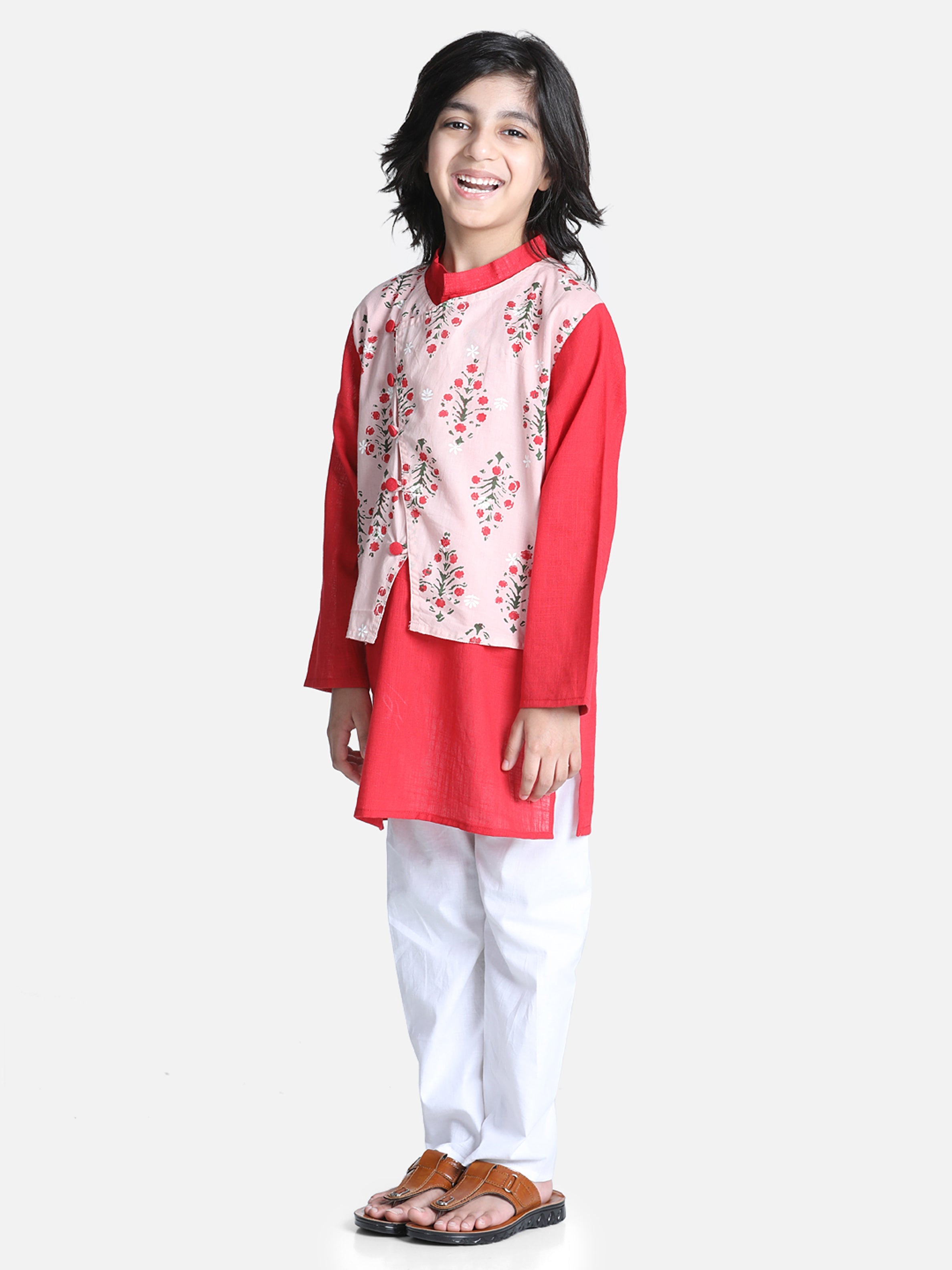 Pure Cotton Kurta Pajama Set for Boys - Peach | BR23KP57PHA | DesiQlo