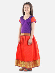 Silk Blend Lehenga Choli Set for Kids - Purple | AW21PV07PR