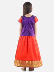Silk Blend Lehenga Choli Set for Kids - Purple | AW21PV07PR
