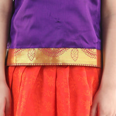 Silk Blend Lehenga Choli Set for Kids - Purple | AW21PV07PR