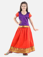 Silk Blend Lehenga Choli Set for Kids - Purple | AW21PV07PR