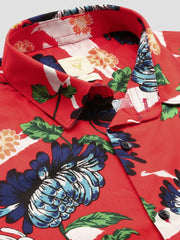 Men Floral Orange Slim Fit Shirt-Abel-2903-Orange