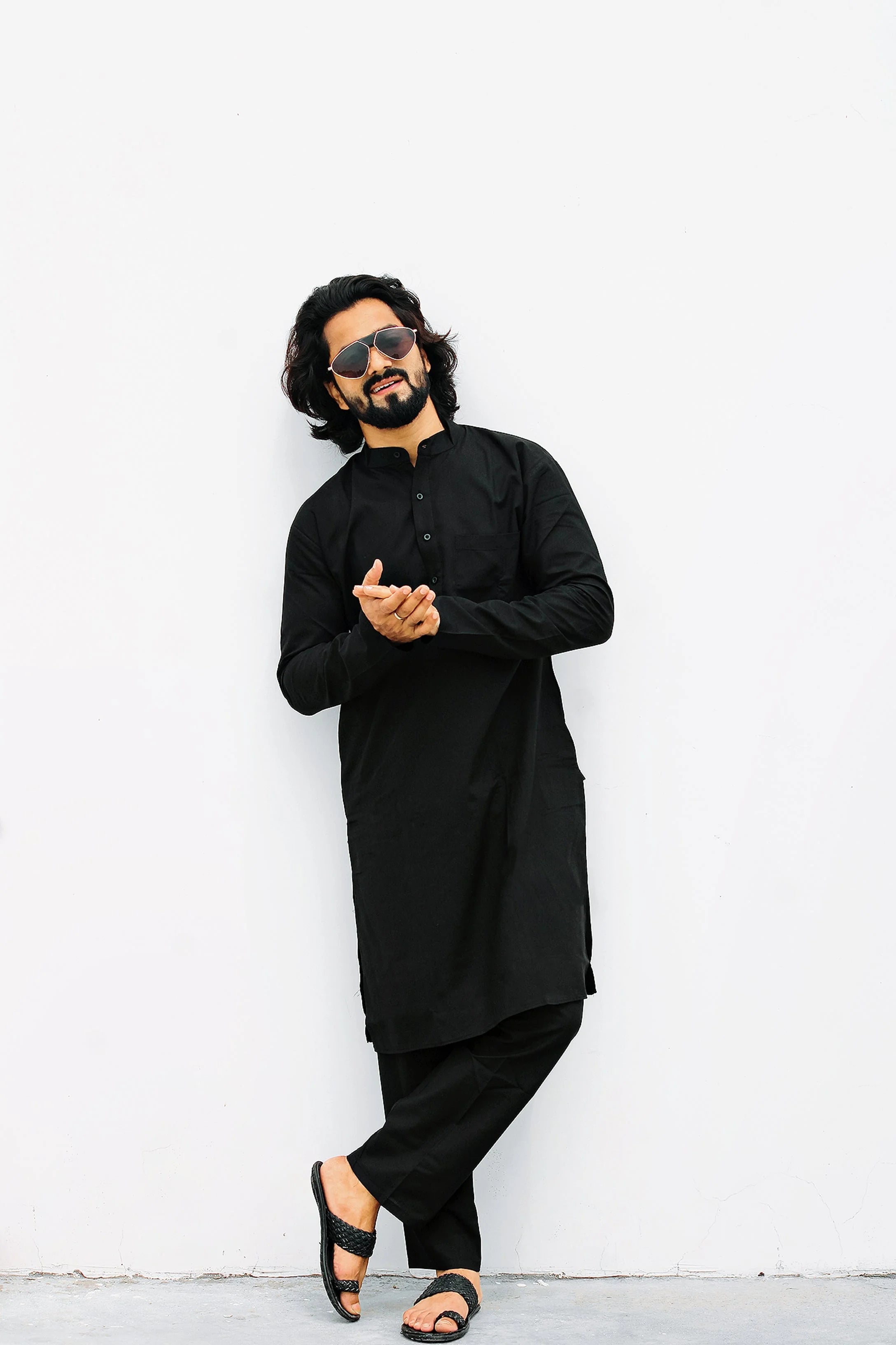 Black Cotton Kurta Payjama Set - Mens Kurta Pajama Collection