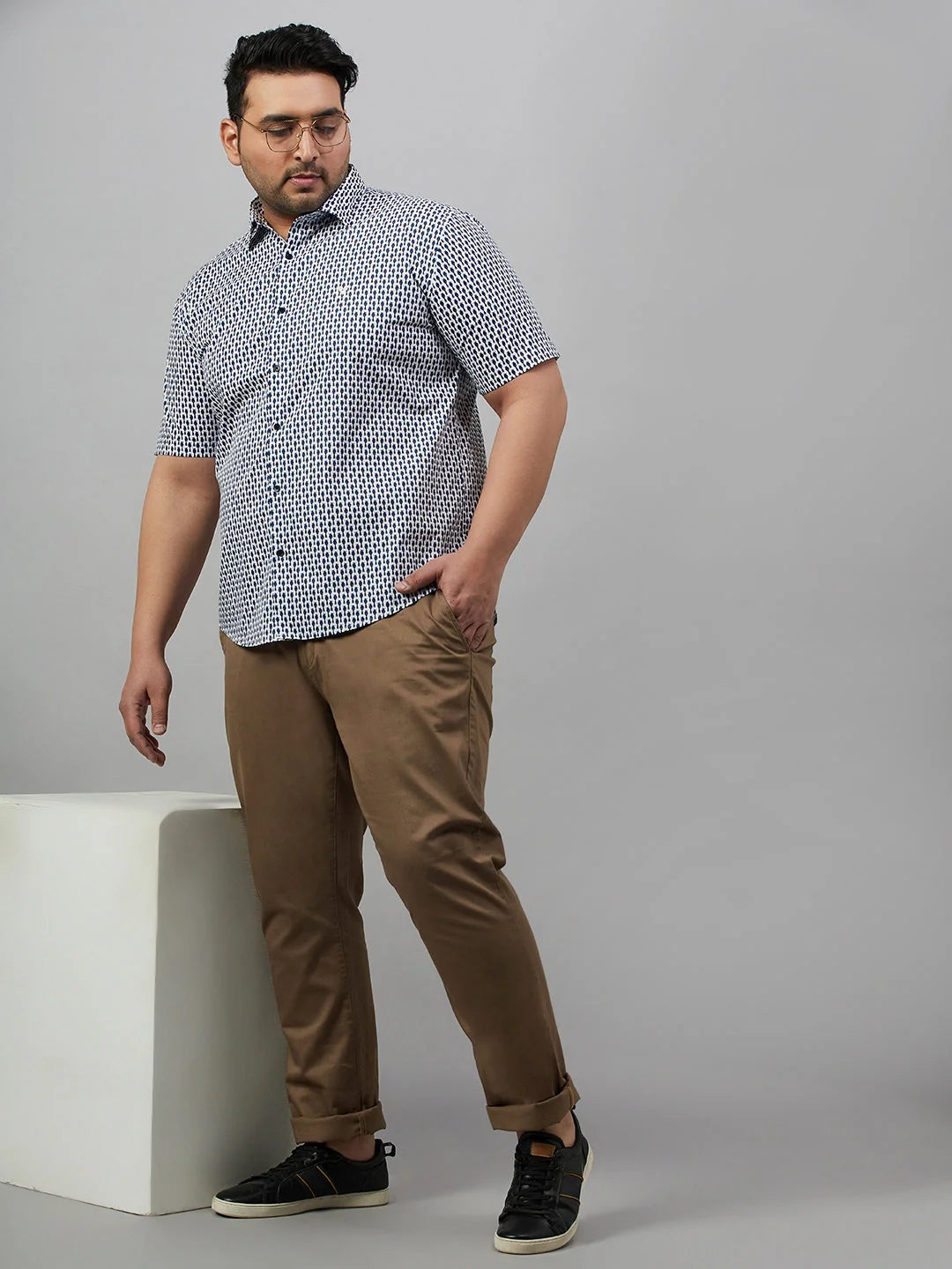 Printed Mens Shirt - White Premium Cotton Shirt | DesiQlo