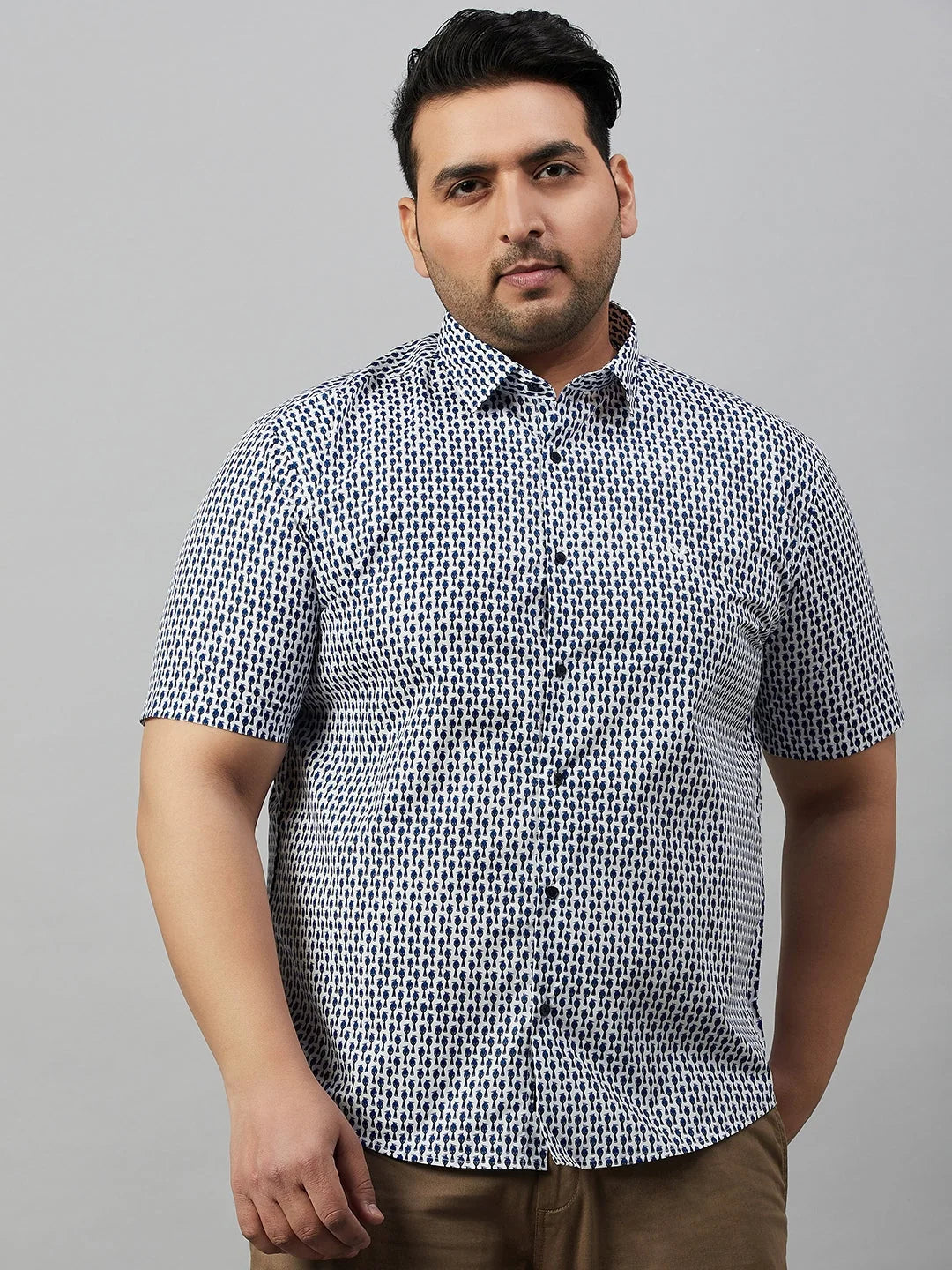 Printed Mens Shirt - White Premium Cotton Shirt | DesiQlo