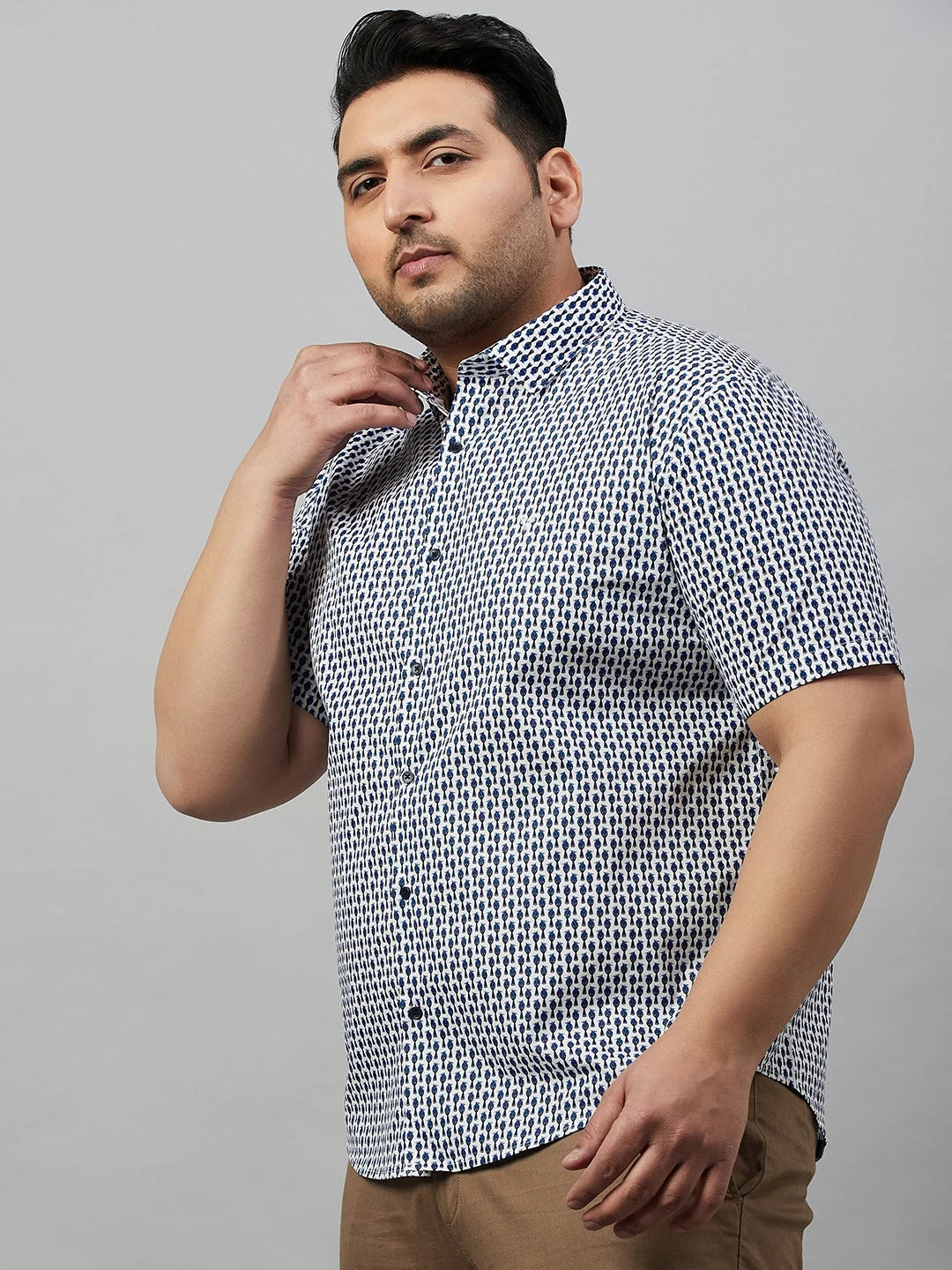 Printed Mens Shirt - White Premium Cotton Shirt | DesiQlo