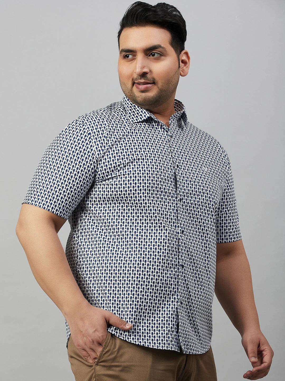 Printed Mens Shirt - White Premium Cotton Shirt | DesiQlo