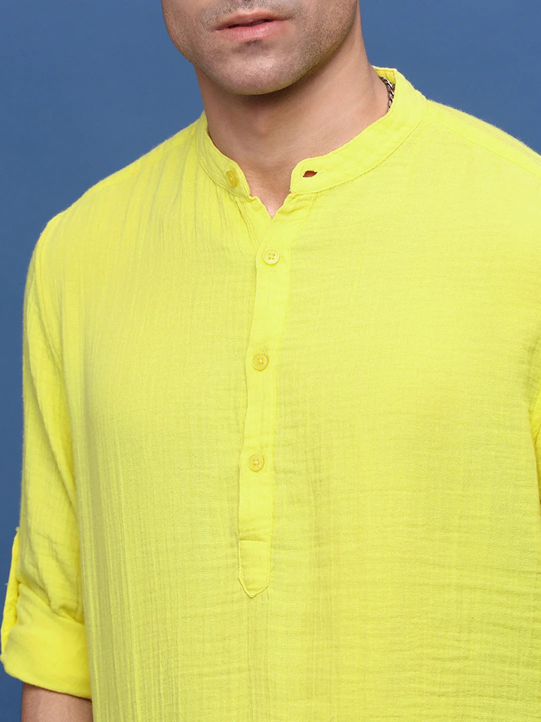 Yellow Cotton Mens Kurta | Slim Fit Kurta Pajama Set Online
