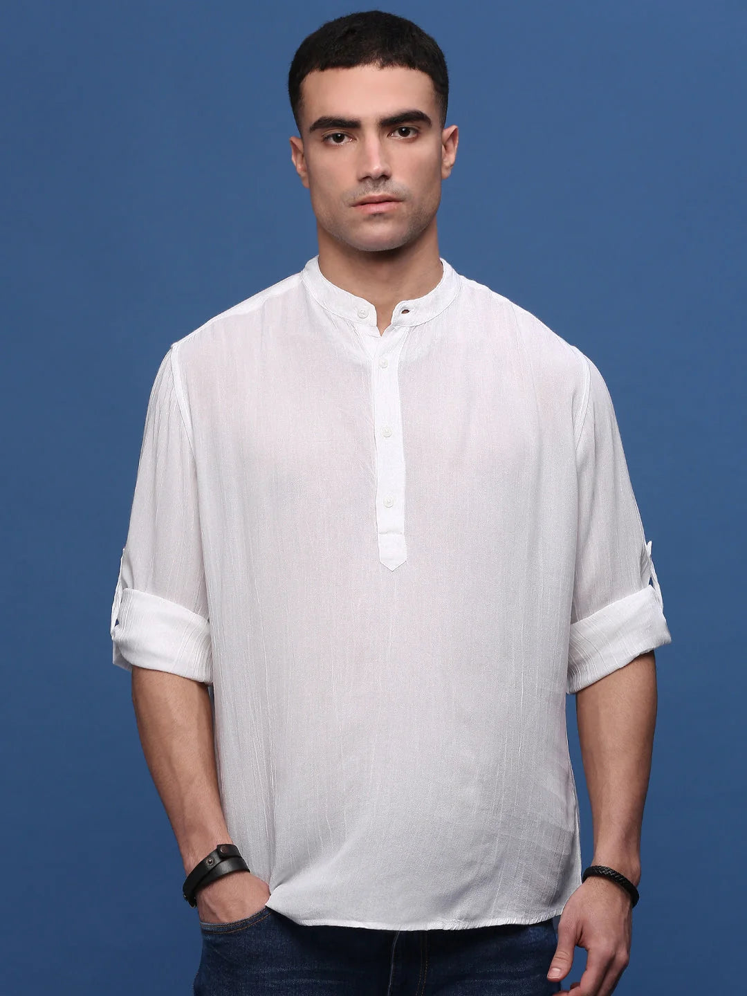White Solid Slim Fit Mens Kurta | Shop Kurta Pajama Set