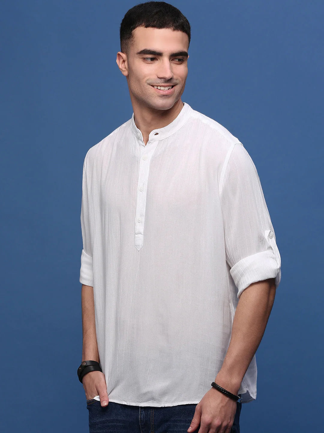 White Solid Slim Fit Mens Kurta | Shop Kurta Pajama Set