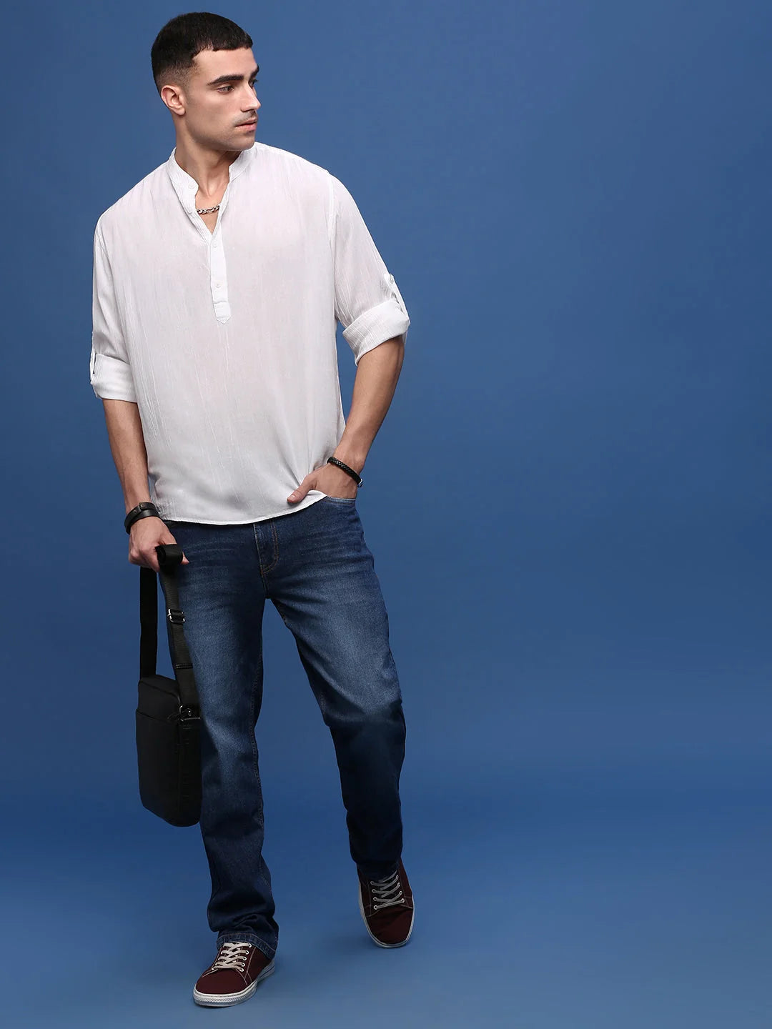 White Solid Slim Fit Mens Kurta | Shop Kurta Pajama Set