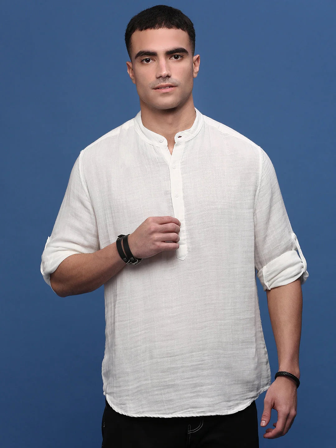 White Solid Slim Fit Kurta for Men | Kurta Pajama - Showoff