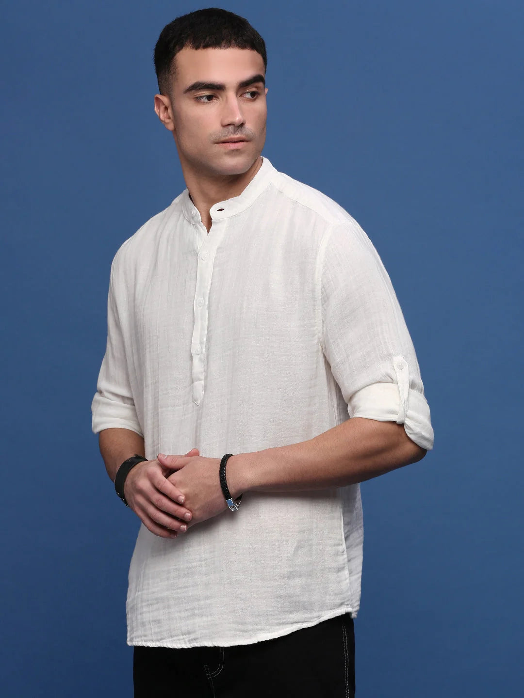 White Solid Slim Fit Kurta for Men | Kurta Pajama - Showoff
