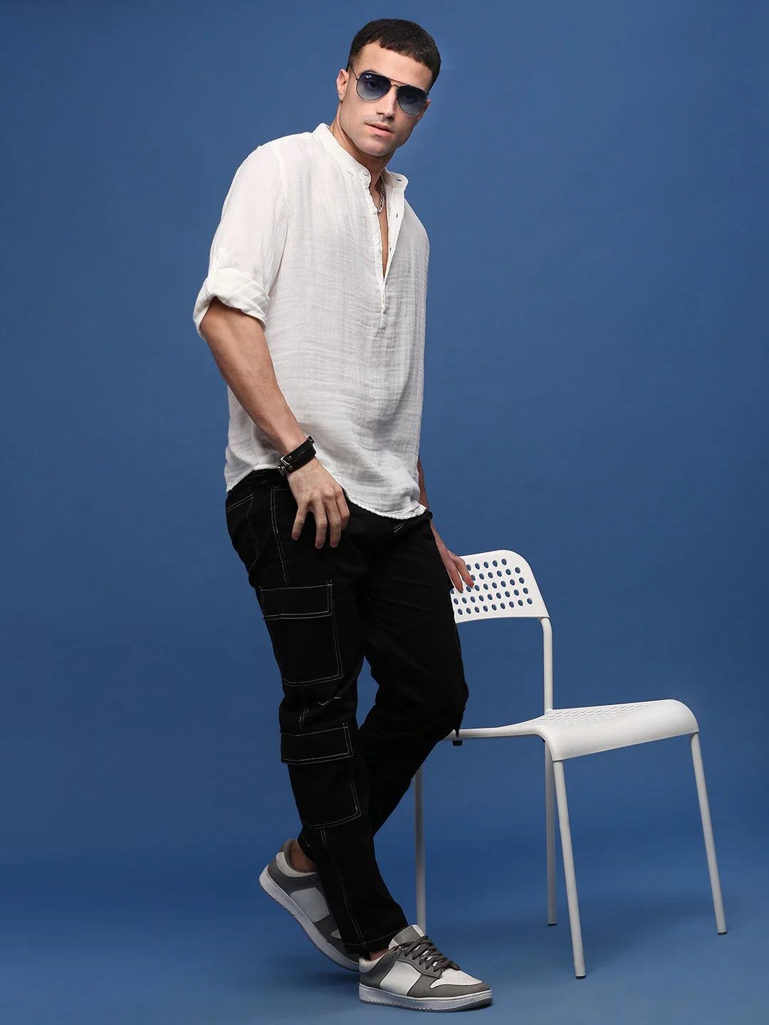 White Solid Slim Fit Kurta for Men | Kurta Pajama - Showoff