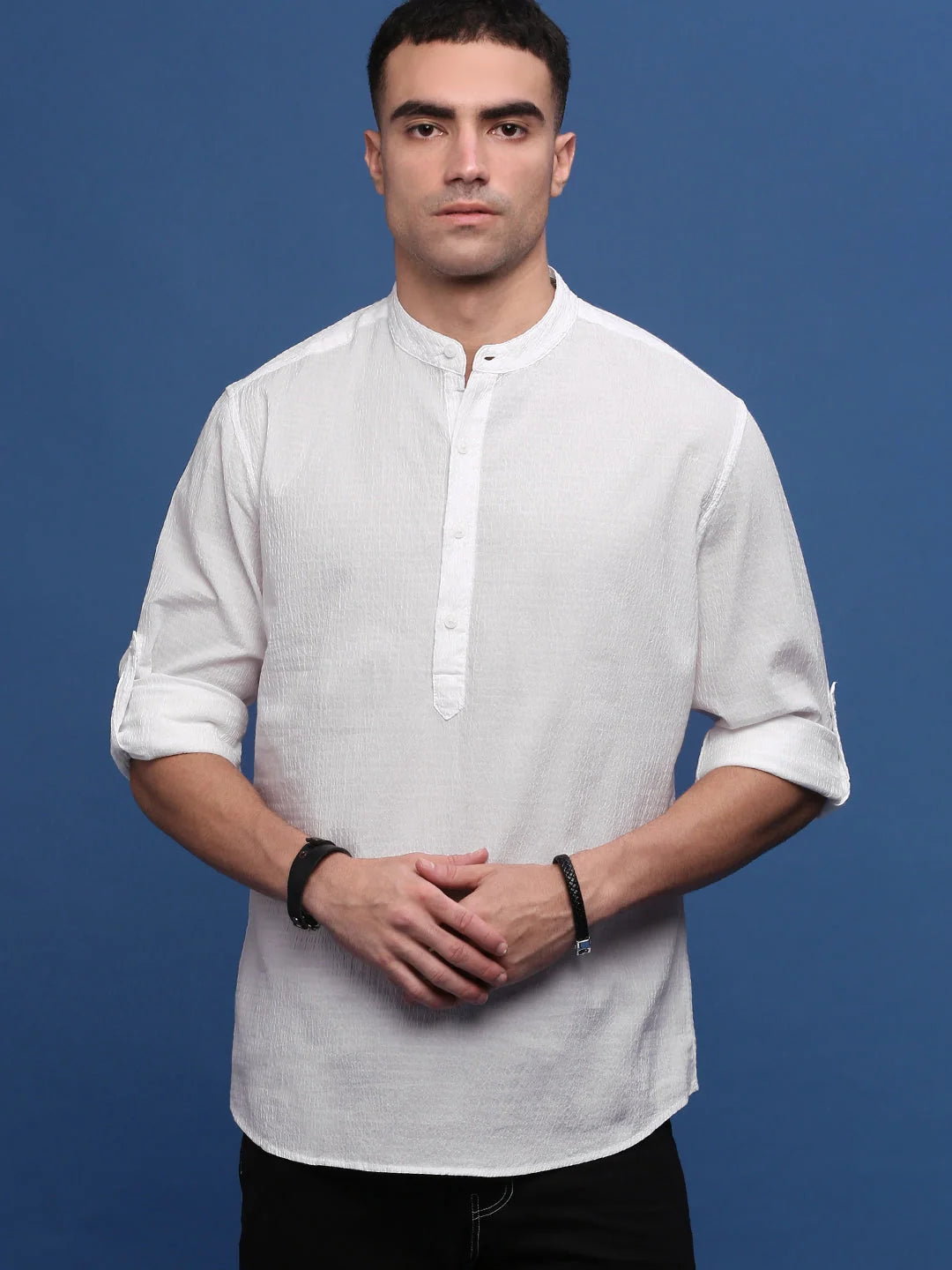 White Slim Fit Casual Kurta | Mens Kurta Pajama Set - Showoff