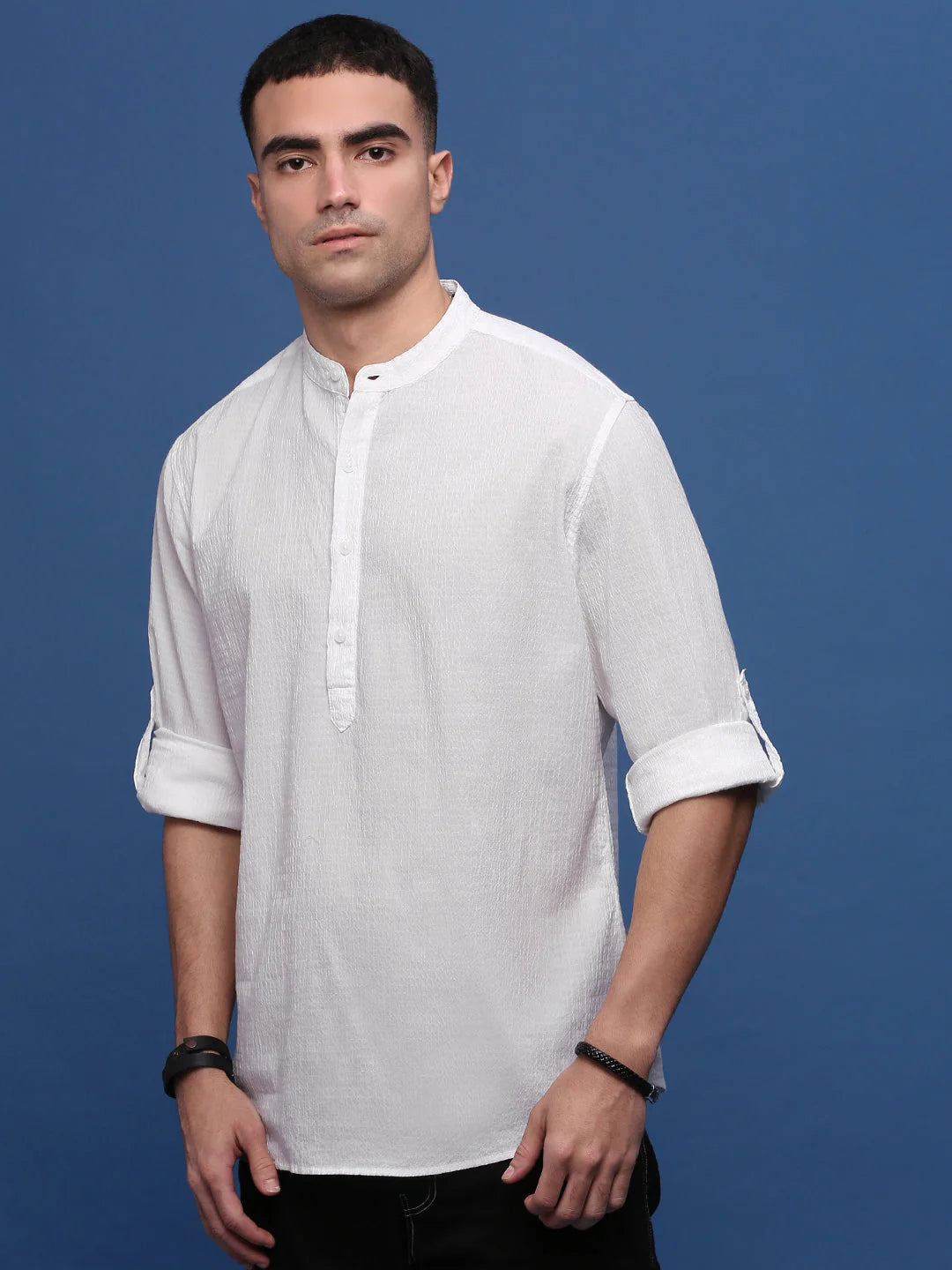 White Slim Fit Casual Kurta | Mens Kurta Pajama Set - Showoff