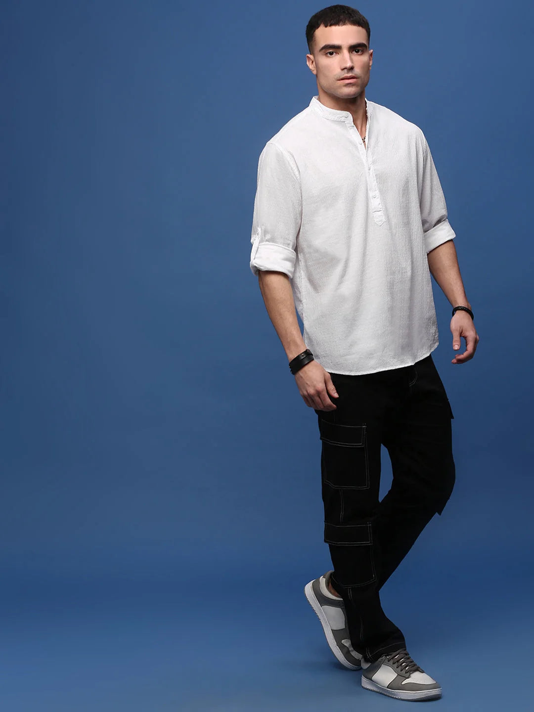 White Slim Fit Casual Kurta | Mens Kurta Pajama Set - Showoff