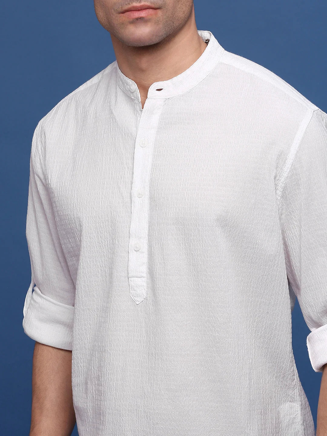 White Slim Fit Casual Kurta | Mens Kurta Pajama Set - Showoff