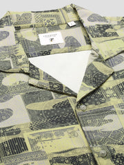 Men Cuban Collar Ethnic Motifs Green Relaxed Fit Shirt-Asher-3072-Green