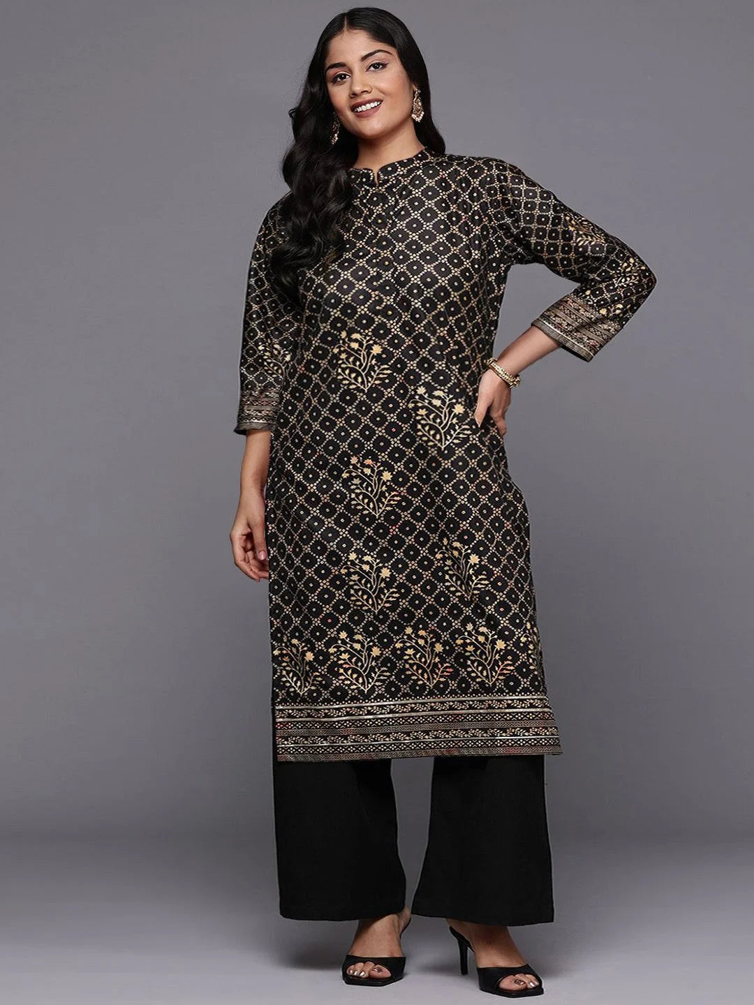 Bandhani Velvet Kurta with Gotta Patti | Indian Kurtas