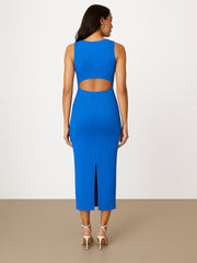 Women Royal Blue Rib Back Cut-Out Dress-BADRSS12562