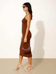 Women Brown Rib Strappy Slip-on Dress-BADRSS12564