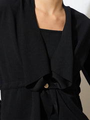 Women Black Strappy Bodycon Dress With Shrug-BADRSS12582