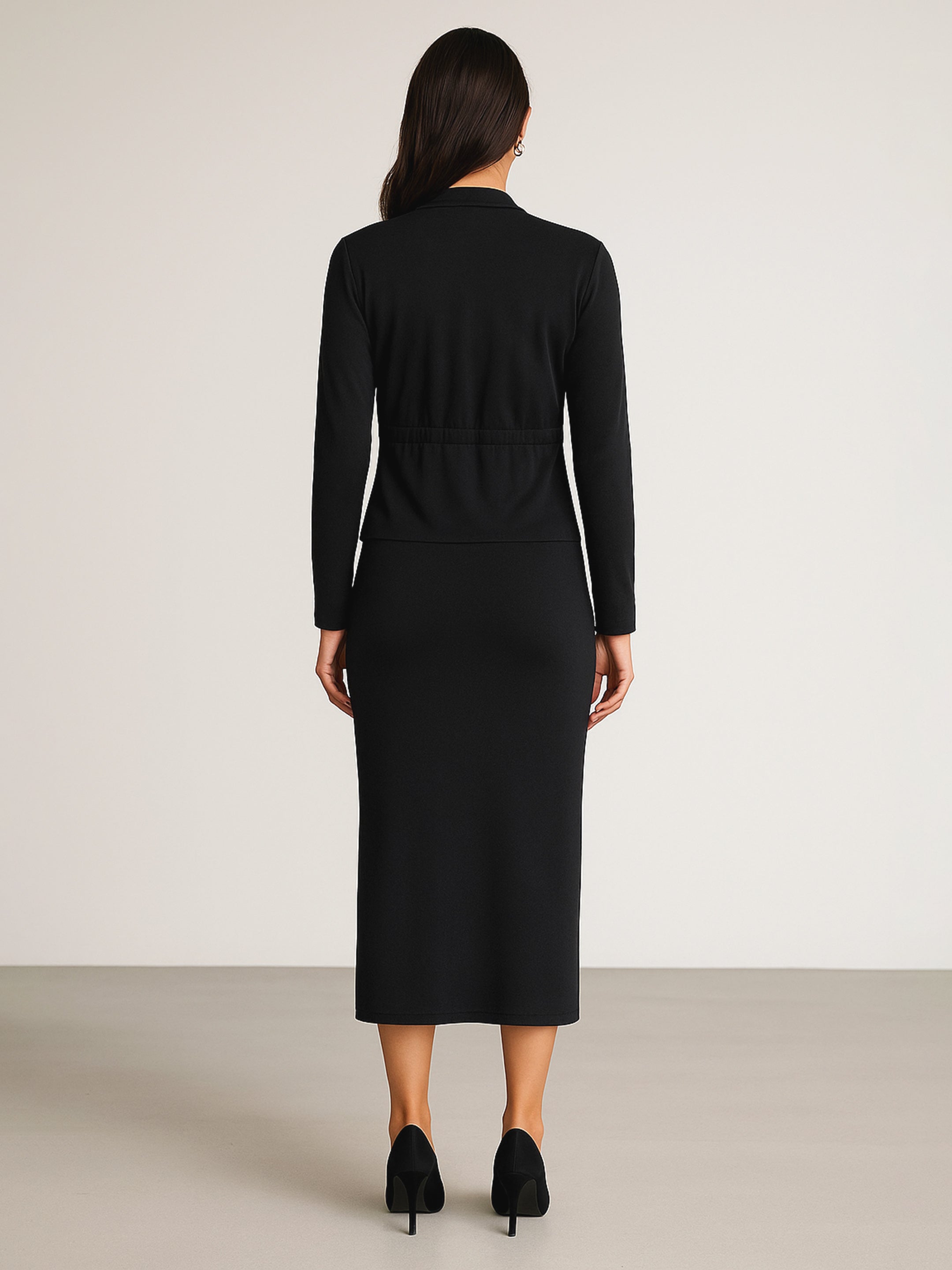 Women Black Strappy Bodycon Dress With Shrug-BADRSS12582