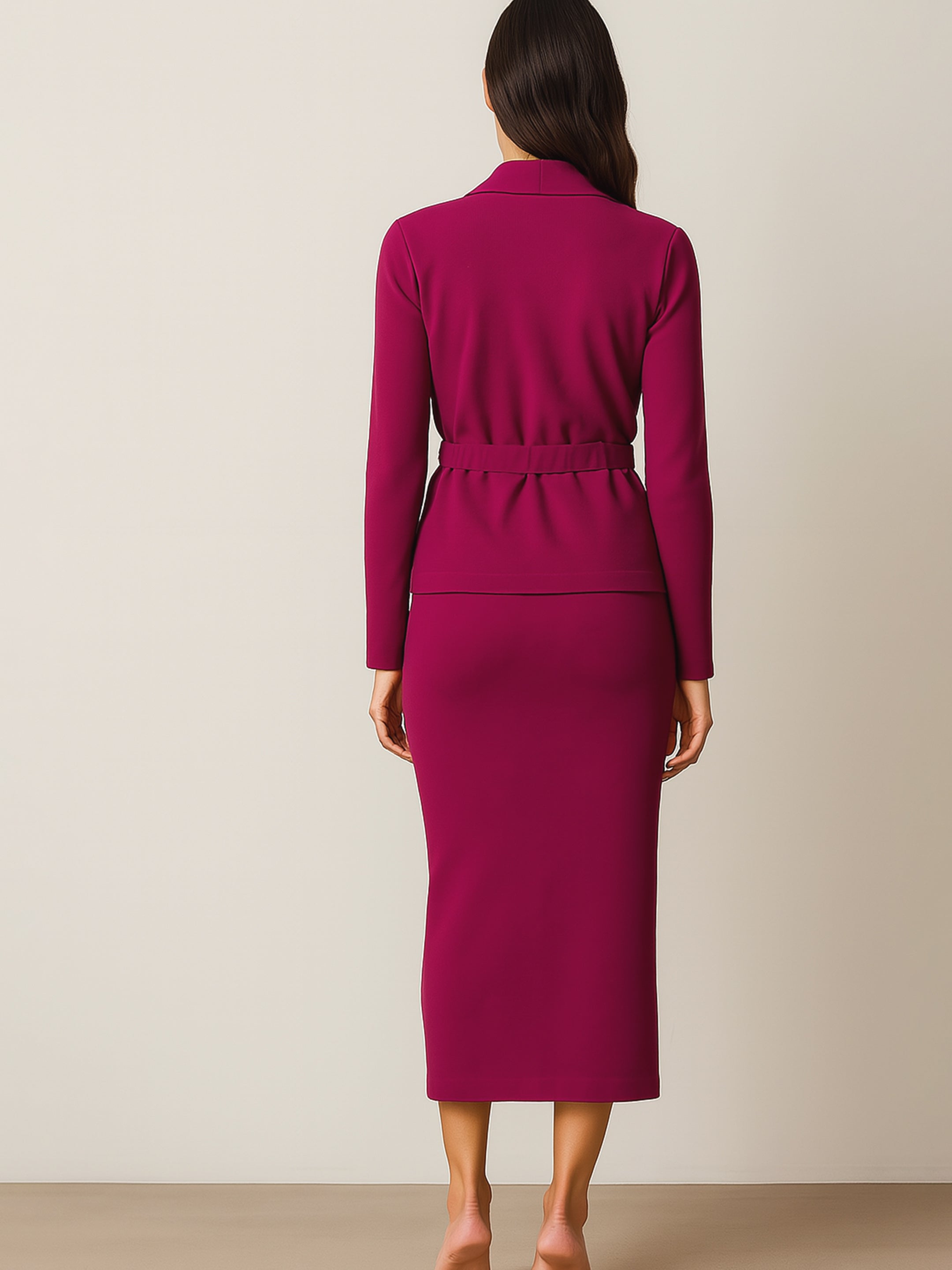 Women Fuchsia Strappy Bodycon Dress With Shrug-BADRSS12584
