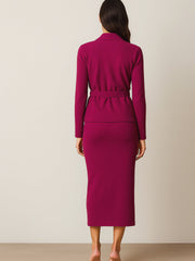 Women Fuchsia Strappy Bodycon Dress With Shrug-BADRSS12584