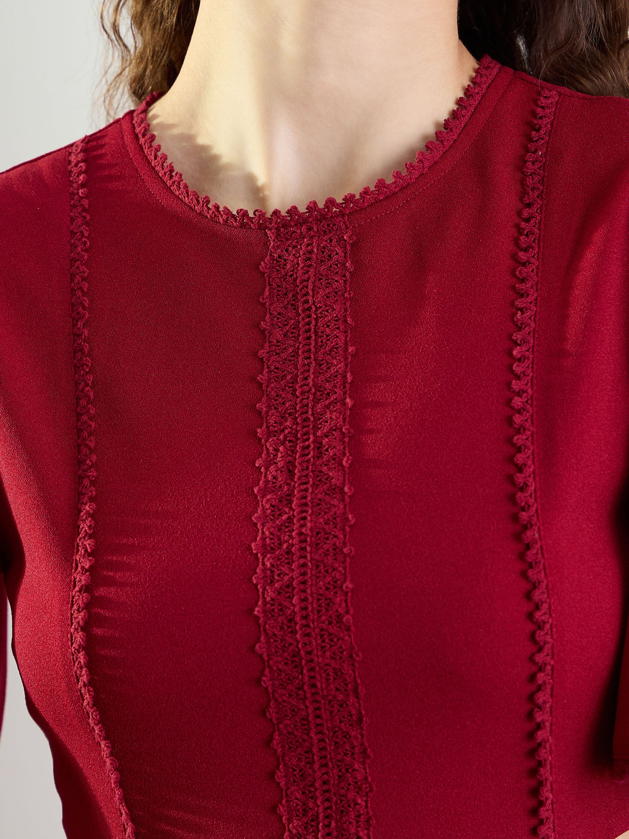 Women Maroon Side Cut Out Short Dress-BADRSS12795