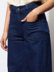 Women Navy Blue Multi Pocket Stretch Straight Jeans-BAJEAN0668