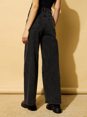 Women Black Wash Multi Pocket Stretch Straight Jeans-BAJEAN0669