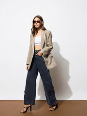 Women Black Washed Hem Pocket Stretch Straight Jeans-BAJEAN0671
