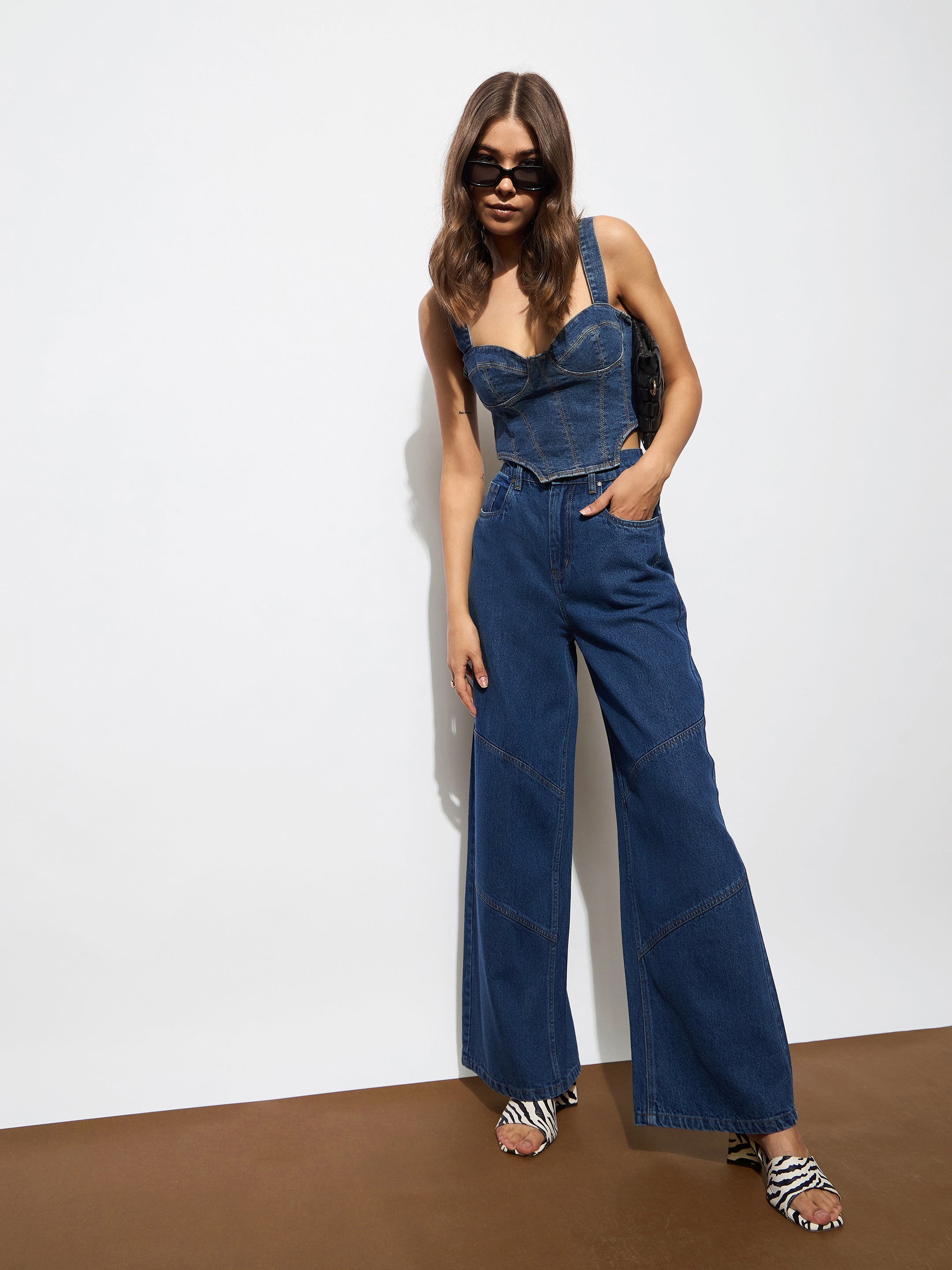 Women Navy High-Rise Stitch Detail Straight Jeans-BAJEAN0672