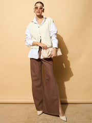 Women Brown Side Slit Wide Leg Jeans-BAJEAN0682