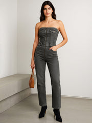Women Grey Denim Off-Shoulder Flap Jumpsuit-BAJMPS8338